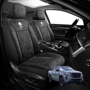 Australian Goose Edition Front Seat Covers for Nissan Navara Dual Cab 2022 - Current (Pro-4X) - Suede, Universal Fit - Black