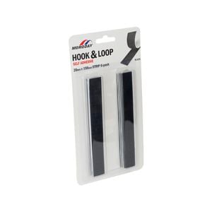 Moroday 20 x 150mm Black Hook And Loop Self Adhesive Strip - 6 Pack