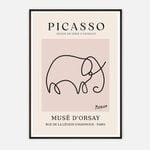 Galrie Picasso Minimalist Elephant Art Print - Iconic Line Drawing for Home Decor, Black Frame, 70 x 100cm (28 x 40inch)