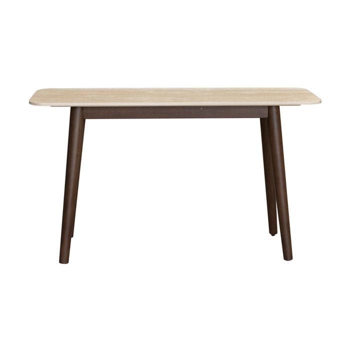Milo 120cm Console Table Sintered Stone Travertine Top Walnut