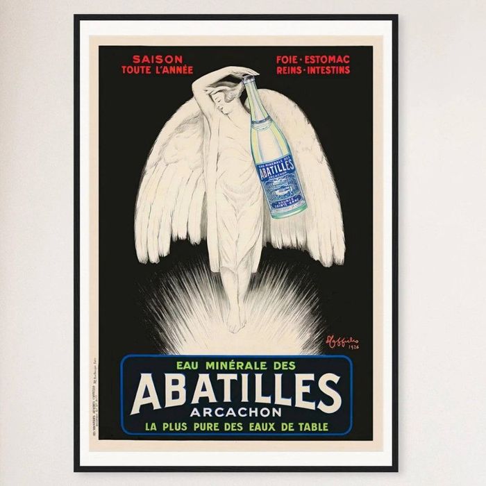 Galrie Vintage Abatilles Arcachon Mineral Water Poster by Leonetto Cappiello Artwork, Black Frame, A0 84 x 119cm (33 x 47inch)