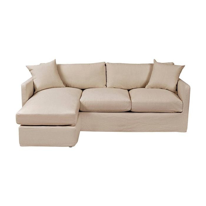 Caledonia 3 Seater Sofa with Reversible Chaise & French Beige Slip Cover