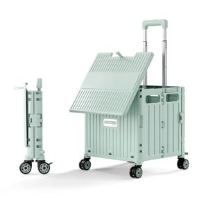 Viviendo Foldable Shopping Trolley, 65L Collapsible Utility Cart with 360˚ Wheels