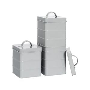Harbour Housewares Vintage Metal Storage Canisters - 2L - Pack of 3