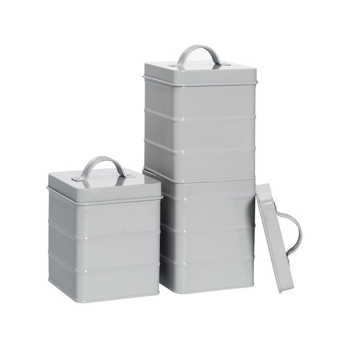 Harbour Housewares Vintage Metal Storage Canisters - 2L - Pack of 3