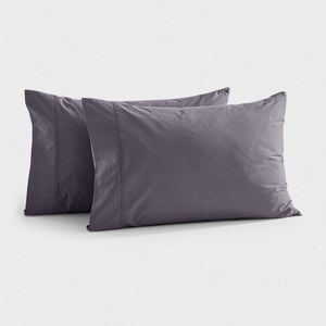 Dreamaker 300tc Cotton Percale Standard Pillowcase Charcoal Twin Pack