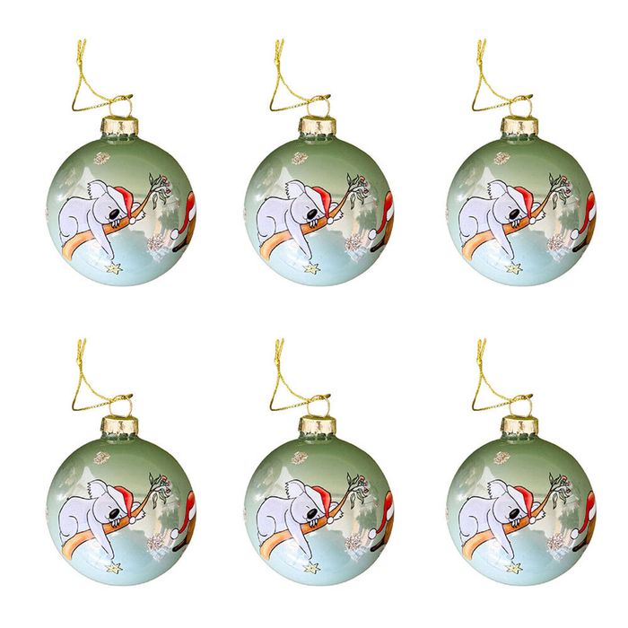 6PK Urban Renee Treml Traditional Hanging Decoration 7cm Sage/Red