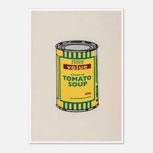 Galrie Banksy Soup Can Yellow Emerald Brown Poster - Iconic 2006 Art Print, Poster Only, A3 30 x 42cm (12 x 16inch)