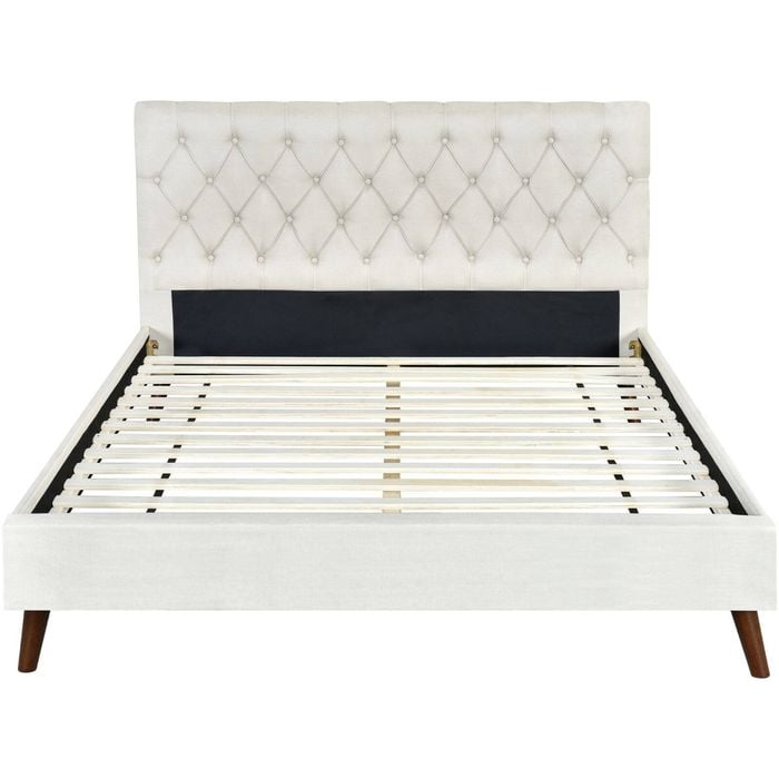 Andy King Single Bed Frame - Cream