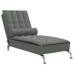 vidaXL Massage Chaise Lounge with Bolster Single Sofa Chair Dark Grey Fabric