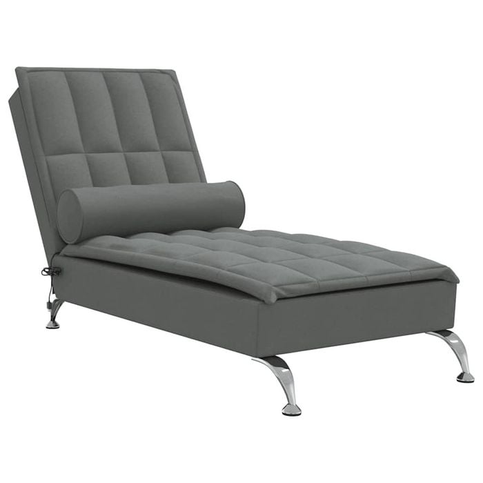vidaXL Massage Chaise Lounge with Bolster Single Sofa Chair Dark Grey Fabric