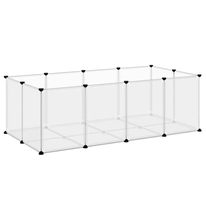 vidaXL Small Animal Cage Rabbit Hutch DIY Pet Playpen Transparent PP and Steel