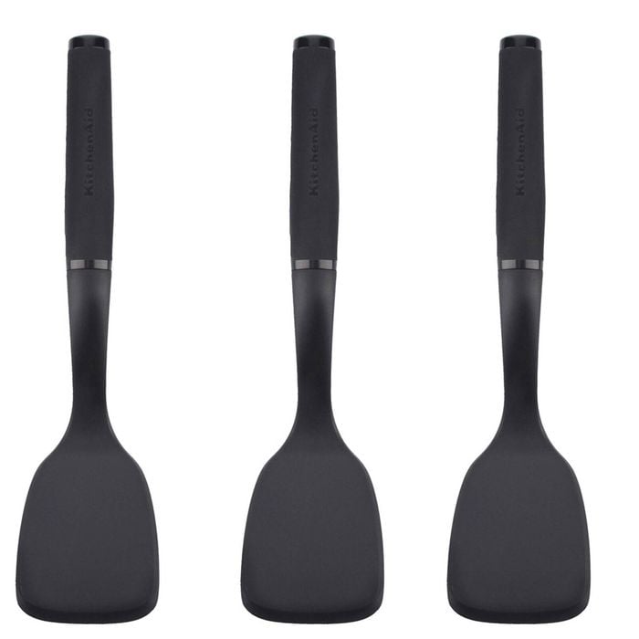 3x Kitchenaid Soft Touch Short Turner Nylon Kitchen Cooking Utensil 30.5cm Blk