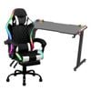 Advwin Gaming Office Desk 120cm Led Light & Gaming Chair With Footrest Led Light White