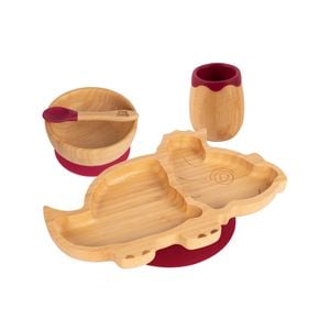 Tiny Dining 4pc Dinosaur Bamboo Suction Baby Feeding Set