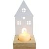 LVD Porcelain Tealight Candle Holder Display House Heart 14cm - White