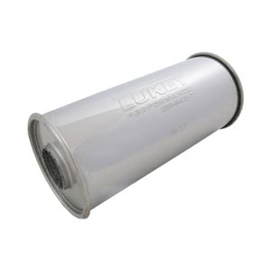 Lukey 2-1/2" Performance Muffler - 5" Round, 12" Long, 430 Ss