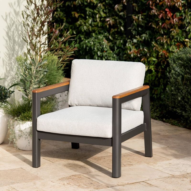 Mimosa 1 Seater Charcoal Rhone Aluminium Lounge With Cushion