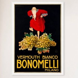 Galrie Vermouth Bianco Bonomelli Milano Vintage Advertising Poster Art Home Décor, White Frame, A1 60 x 84cm (23 x 33inch)
