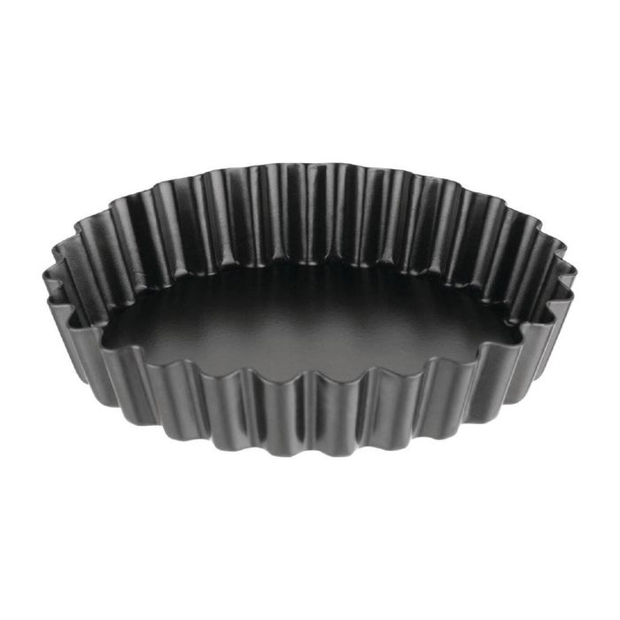 Vogue Mini Quiche Tin Non-stick Removable Base 3 Pack 100mm Baking Pan