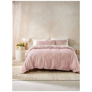Linen House 400TC Surf Wash Dusty Rose Pink Quilt Cover Set Super King