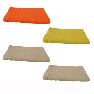 Indulgence Set of 4 Cotton Pile Hand Towels 40 x 60 cm 1 Burnt Orange 1 Citrus 2 Beige