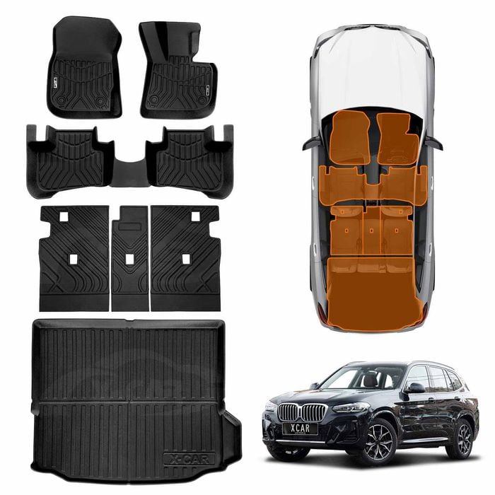 Floor Mat Boot Liner Back Seat Protector Combo for BMW BMW X3 M G01 F97 2017-2024