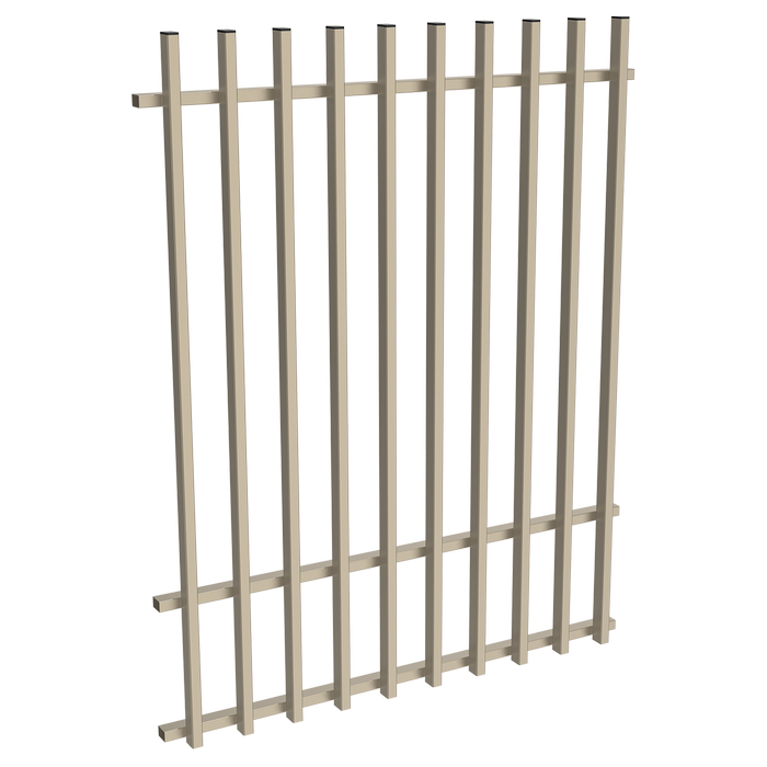 ProtectorAl 0350-1200W x 1500H Paperbark Aluminium Batten Pool Fence Panel with Mid Rail