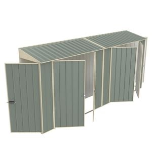 Build-a-Shed 0.8 x 4.5 x 2.0m Green Tunnel Shed Tunnel Hinged Door Plus Double Hinged Side Door