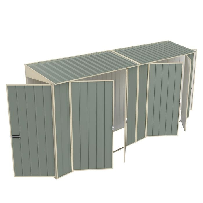 Build-a-Shed 0.8 x 4.5 x 2.0m Green Tunnel Shed Tunnel Hinged Door Plus Double Hinged Side Door