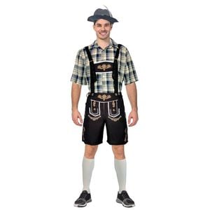 Adult Blue Cream Checkered Beer Man Oktoberfest Costume Halloween Fancy Dress S/M 165-175cm Height