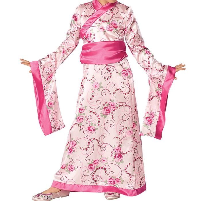 Asian Princess Girs Pink Japanese Geisha Costume - 6-8