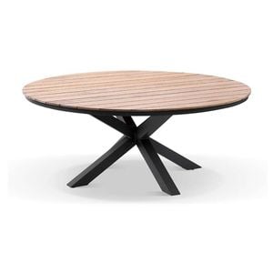 Tuscany Large Round 1.8m Outdoor Aluminium And Teak Top Dining Table Charcoal