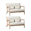 Oikiture 2X Armchair Lounge Chair Accent Armchairs Couches Sofa Wood Light Beige