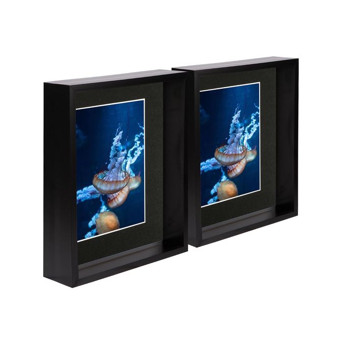 Nicola Spring 8" X 10" Black 3d Deep Box Photo Frames - 5" X 7" Mount - Pack Of 2