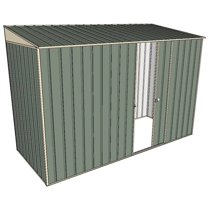 Build-A-Shed 1.2 x 3.0 x 2.0m Skillion Single Sliding Side Door Shed - Green