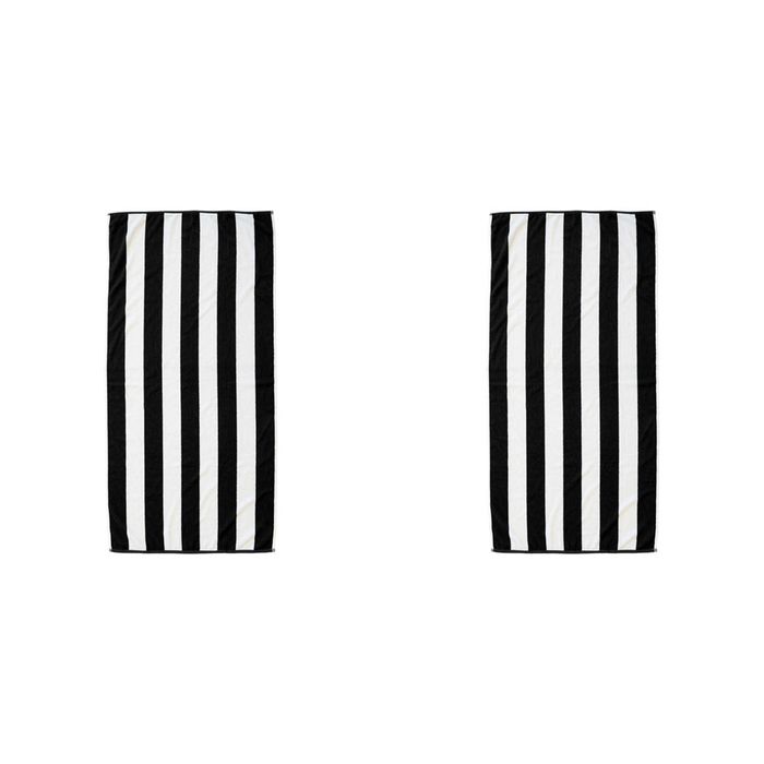 2PK Bambury Cotton Ecobeach Towel Soft 75x150cm - Black