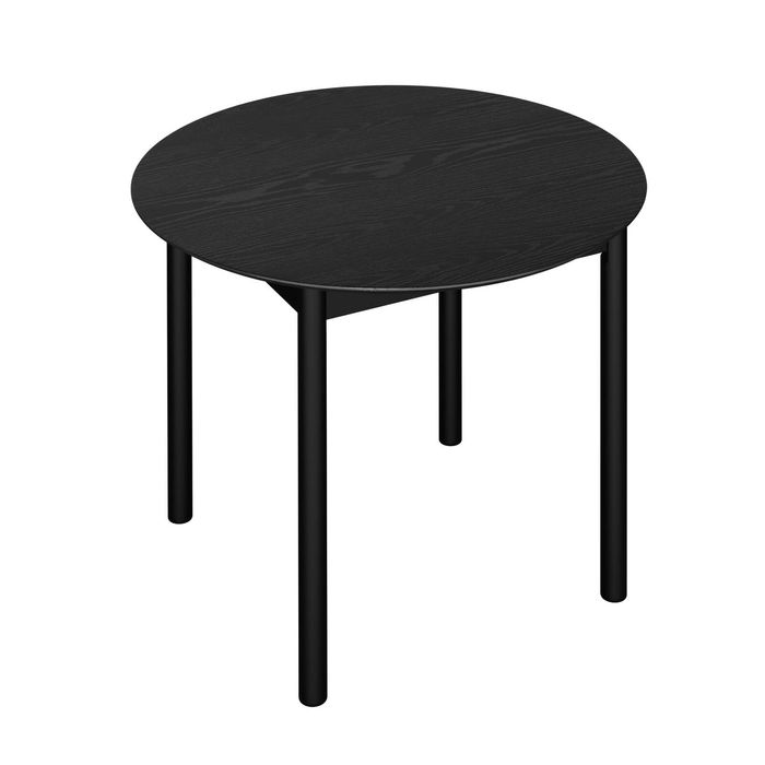 Oikiture Wooden Dining Table 100cm Round Table 4 Seater Pine Wood Legs Black