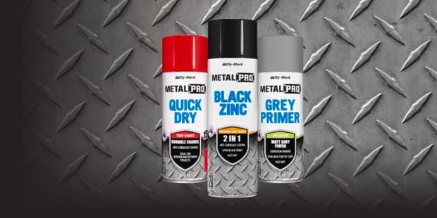 Three types of metal pro spray cans. 