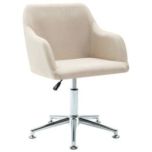 vidaXL Dining Chair Kitchen Armchair Adjustable Swivel Chair Cream Fabric