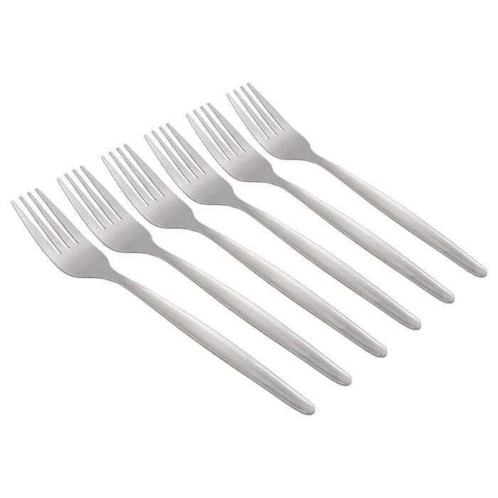 Argon Tableware Economy Silver Dinner Forks - 12x Durable Rust Resistant Stainless Steel Dishwasher Safe Flatware Set
