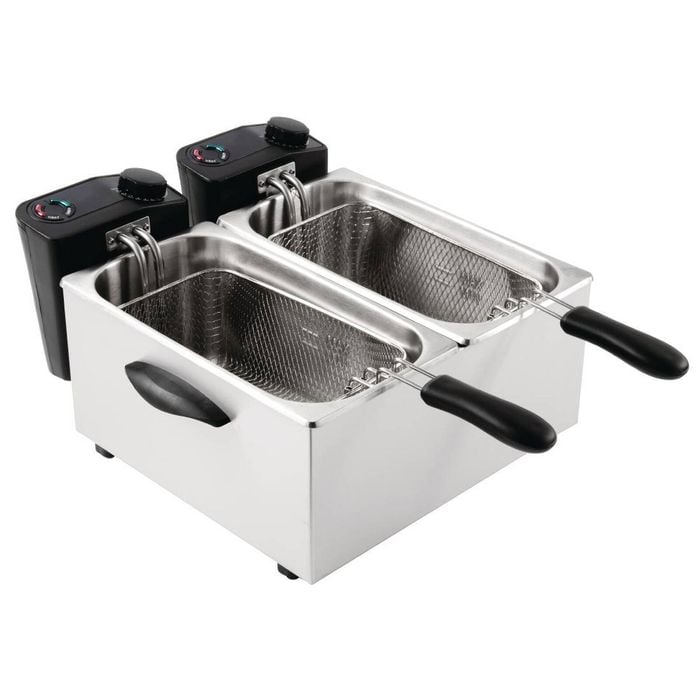 Caterlite Twin Tank Fryer Light Duty 2x2.2kw 2x3.5ltr Commercial Kitchen Equipment