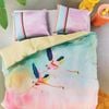 Oilily Queen Light Pink Colorful Birds Multi Cotton Quilt Cover Set - Queen Bed