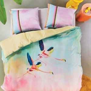 Oilily Queen Light Pink Colorful Birds Multi Cotton Quilt Cover Set - Queen Bed