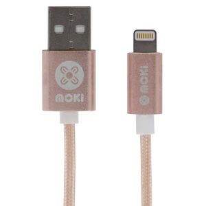 Moki 90cm Braided USB/Lightning MFI-Certified Charging Cable for iPhone Rose GD