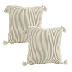 SOGA 2X 45cm Khaki Wabi-Sabi Tassel Square Throw Pillow