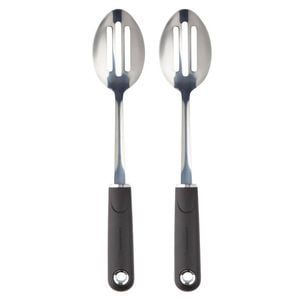 2PK MasterCraft Soft-Grip Stainless Steel Slotted Spoon