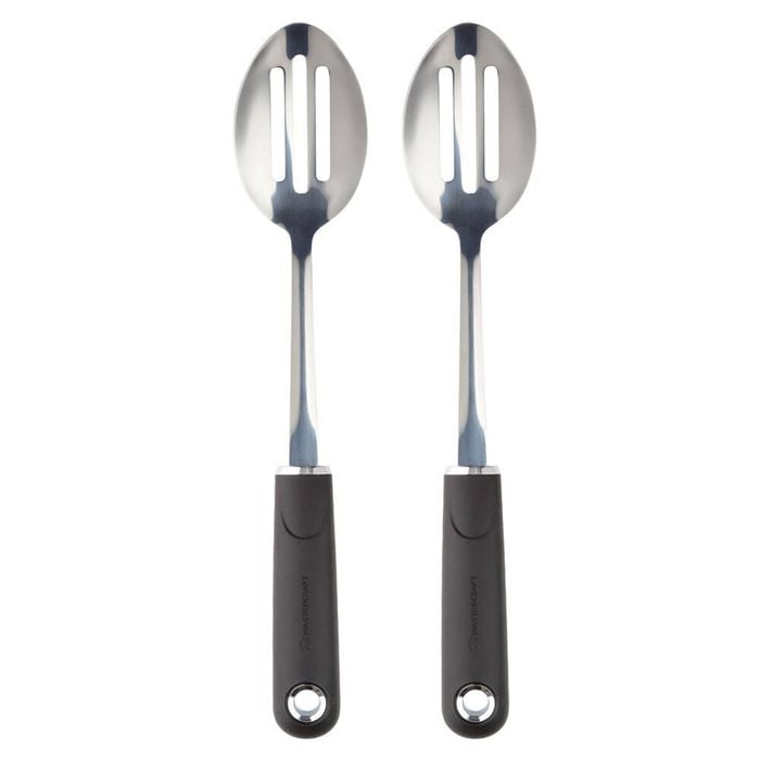 2PK MasterCraft Soft-Grip Stainless Steel Slotted Spoon
