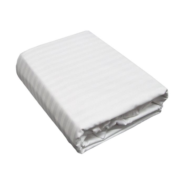 Bloomington 30cm Wall Microfibre Sheet Set Self-striped White Single