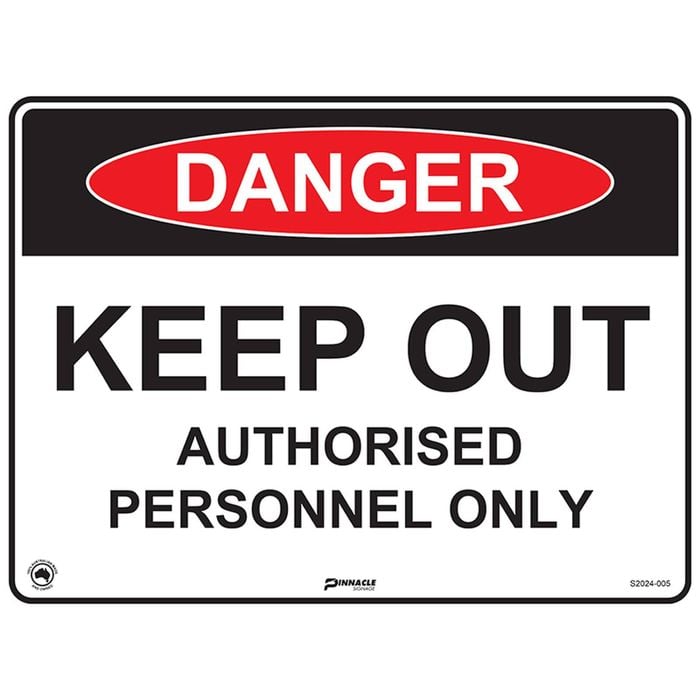 Pinnacle 400 x 300mm Metal Danger Keep Out Authorised Personnel Only Sign